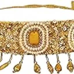 duchess Golden Beaded Designer Tasselled Cloth Waist Saree Belt and Kamarbandh for Women-picture-33