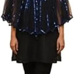 aqsa collection Women Sequin Cape Top – Elegant Designer Net Poncho with Sparkling Beads | Stylish Festive & Casual Wear | Available in Blue, Pink & Green-picture-17