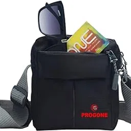 progone Messenger Bag with Adjustable Strap, Black and Grey, Multi-Compartment Design-picture-39