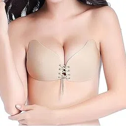 gvv Women's Strapless Push Up Adhesive Bra Silicone Stick On Invisible Wire Free Backless Bra for Women Nylon Spandex Reusable Self Adhesive,Pack of 1-picture-25