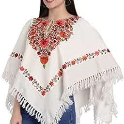zamour Kashmiri Women's Wool Poncho Shrug Top Embroidery with Silk Lining-picture-17