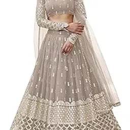 zeel clothing Women's Georgette Embroidered Fabric Sequins Zari Embroidered Semi-Stitched Lehenga Choli With Dupatta (300-Wedding-Bridal--New-Stylish) image 1