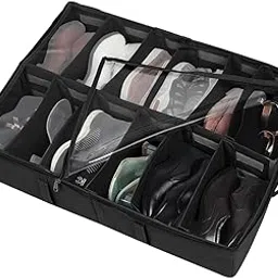 DOUBLE R BAGS Under Bed Shoe Organizer with Zipper—Dustproof & Space-Saving Storage for Sneakers, Heels & Boots, Adjustable Compartments, 24.5 x 29 x 5.5 Inch. (NW Black, Pack of 1)-picture-11