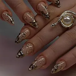 24 PCs - Blue Floral Press-On Nails, Short Fake Nail Set, Easy Manicure, Trendy Design-picture-39