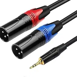 HAKUHO Stereo 1/8 Inch to Dual XLR Male Y-Splitter Cable,Unbalanced 3.5mm Mini Jack TRS Stereo to Double Male XLR Adapter Interconnect Breakout Patch Cord (4.2 feet / 1.2 meter),BLUE/BLACK/RED-picture-58