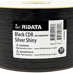 100 Pack Ridata Black CD-R 48X 700MB 80M Shiny Silver Thermal Surface Black Bottom Blank Media Recordable Disc-image-74