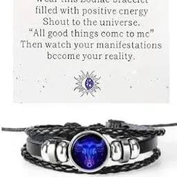 "Swissbell : - Taurus ((वृषभ राशि)) 12 New Constellation Bracelet Zodiac Signs Guardian Fluorescent Woven Leather Bracelet for Women & Men, All age Jewelry Gifts For Unisex-picture-25