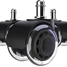 Corvids 2-Inch Universal Fit Dual Caster Wheels | 5-Year Warranty | Rollerblade Type PU Rubber Office Chair Replacement, Safe for All Kinds Floors (Stem Size 11/22 mm) - Set of 5-image-6