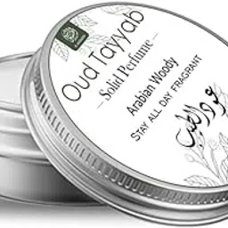 AL MASNOON Oud Tayyab Solid Perfume - 10g | Arabian Woody Harmain Fragrance | Long-Lasting All-Day Scent | Ideal for After Bath & Underarm Use | Pack of 1 image 1