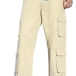 urbano fashion Men's Loose Baggy Fit Cargo Chino Pant with 8 Pockets Stretchable-picture-16