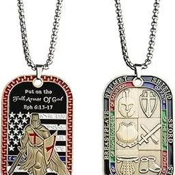 hillspring Put On The Full Armor of God Tag, Stainless Steel Pendant Necklace, 2" x 1.2", Stainless Steel, No Gemstone-picture-58