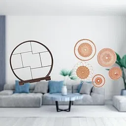 MERISHOPP Wood Wall Hanging Decor Antique Shelf Wall Ornaments Rattan Woven Wall Art Crafts Display Rack for Bedroom Hallway Porch Home Office|Home & Garden|Furniture|Bookcases-picture-31