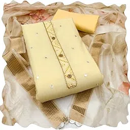 negroni Women's Cotton Silk Solid::Embroidered::Striped Unstitched Dress Material with Dupatta with Beads,Stones,Thread Work and Embrodery Neckline,Hemline - MD_11535-picture-16