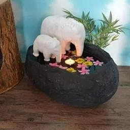 Waahkart Elephant Pair Floating Pot/Urli, Black and White Color, Fiber Material for Home Decor-picture-18