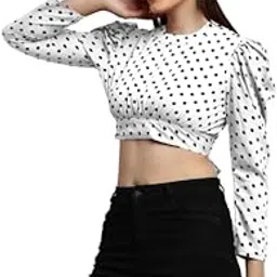 clothink india Women's Polka dot Puff Sleeve fit and Flair Dress-picture-21