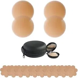 label punya 2 Pair Reusable Nipple Covers and 10 Pcs Disposable Nipple Pasties for Fashion,Comfortable Invisible Adhesive Silicone Pasties for Women-picture-24