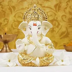 Ceramic Ganesh Idol for Car Dashboard Ganesha Murti Ganpati Idol for Home Decor Puja Lord Ganesh Statue Gift for Office Desk Puja Room Figurine 3.5 x 2 inch,1 Idol-image-23