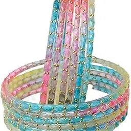 bangleskart Glossy Finished Raindrop Glass Bangle Set For Women and Girls Perfect for Weddings, Festivals & Everyday Fashion (1- Dorzan)-picture-35