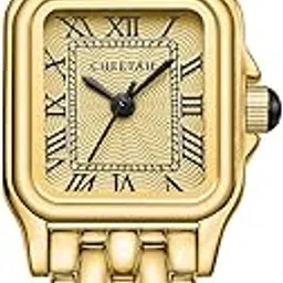 cheetah Gold Watches for Women with Small Vintage Bracelet, Rectangular Case Roman Dial-picture-31