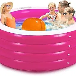 Biange Blow Up Pool, 72" X 30" Deep Round Inflatable Swimming Adult Pool, Backyard Inflatable Pool for Kids Baby Swimming, Pink-picture-39