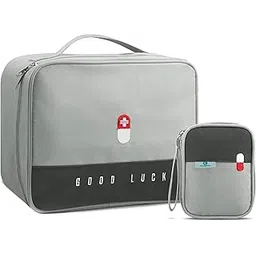 oceanevo Oxford Medicine Pouch For Travel, Medicine Bag, First Aid Organizer Bag For Home, Office, Travel - Set Of 2 - Grey-picture-28