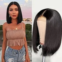 Samyak 13 inch heat resistant short bob hair wigs full head for women/girls-picture-12