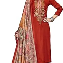 rosaniya Thread Emborided Pashmina Salwar suit for Women with Shawl for Winter wear (AFIFA1005_Dress material for Women_Red_Unstitched)-picture-11