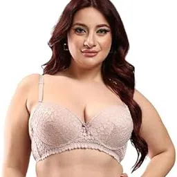 Women Elegant Sexy Lacy Net Padded T-Shirt Underwire Adjustable Straps Pushup Bra Everyday Bra, (Multicolor), (MultiSize), 3/4-Coverage Double Haveliy Push up Bra-image-9