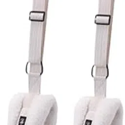 JAZZY PEARLS® 2 Pieces Pilates Straps Adjustable Soft Fitness Straps for Men Hand Leg Home White and Large-Sporting Goods-Fitness, Running & Yoga-Yoga & Pilates-Pilates Accessories-image-1