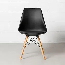 Amazon Brand - Umi Eames Replica Nordan DSW Styliest Modern Armless Side Living Room Dining Chair with Wood & Black Accents Black Color-image-12