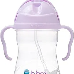b.box Sippy Cup for 6 Month Old with Innovative Continuous Flow Weighted Straw Cup, Baby Straw Cup, Drink from any Angle, Easy-Grip Handles, 8oz, Boysenberry-image-0