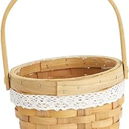 FABLOFT® Handmade Storage basket Rustic Flower Girl Baskets for Party Decor Round M-picture-40
