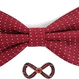Random Stripe Bow Tie For Men Polka-Dots Bowtie With Brooch-picture-10