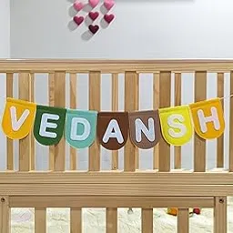 agd handmade Personalized Name Garland Bunting, Baby Toddler Teen Custom Birthday Gift, Cute Kids Room Decor (Forest-Green Yellow)-picture-13
