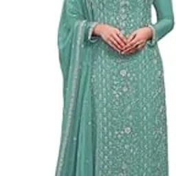 dealbazaars Women Vichitra Silk Embroidered Semi-Stitched Set, Santoon Bottom & Inner and Dupatta with Border (DL402, Free Size)-picture-23
