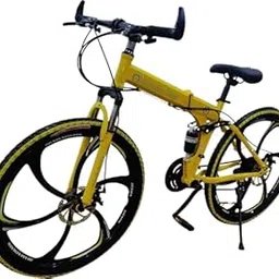 Unisex Mountain Foldable Cycle || Carbon Frame Suspension Sports Bicycle with Double Disc Brake, 21 Speed Gear || Yellow, 26 Inch, Dual Powerful and Lightweight-picture-21
