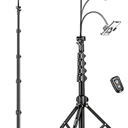 Nineigh Selfie Stick Tripod, 85" Phone Tripod, Aluminum Tripod Stand for Video Recording Photo Vlog, Travel Cell Phone Tripod with Gooseneck/Remote/Phone Holder, Compatible with iPhone Android-picture-23