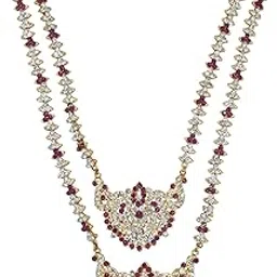 GVG JEWELLERY 2 step traditional Indian long necklace with dazzling stones set.-picture-25