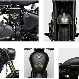 Stickloop Re Star Bike Stickers Compatible for Royal- Enfield Bike | Bullet Tank, Battery Box, Mudguard Decor Combo Sticker Kit, Self Adhesive Set of 5 (Golden)-picture-37