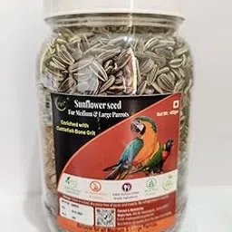 Bird Feed Sunflower Seed 450 Grams for Parrots, Cockatiels, Love Birds, Budgies, Birds Feed Enriched with Cuttlefish Bone Powder-picture-32