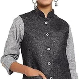 vastraa fusion Pure Woolen Nehru Jacket for Women/Girls (TS1421D-36_Black)-picture-46