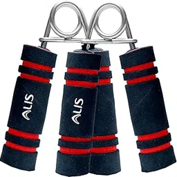 Alis Hand Grip Strengthener Resistance Set, Finger Gripper, Steel Hand Grippers with Soft Foam Hand Exerciser, Strength Exercise Training Tools for Men and Women Home Gym Fitness - Pack of 2pcs (BLACK RED SOFT GRIP 1 PAIR)-image-83