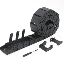 Zeberoxyz 18x37mm Drag Chain Length 1Meter Inside Open Type Black Plastic Flexible Cable Carrier R28 with 1Kit End Connectors for 3D Printer and CNC Machines (18mmx37mm-Inside Open)-picture-17