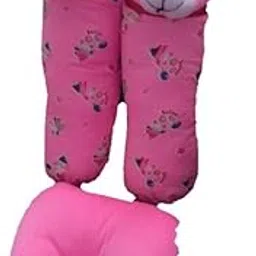 Kids Bedding with Mattresses, 1 Neck Pillow and 2 Side Bolster for 0 to 12 Month (Pink)- Set of 4 (Teddy lotten Set(Pink))-picture-25