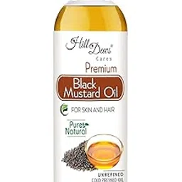 HillDews Black Mustard Oil 200 ml Pure Unrefined Cold Pressed For Skin and Hair-picture-26
