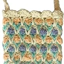 Handmade Crochet Small mobile Handbag, Pastel Multicolor Pattern, Cotton Yarn, Tulip Stitch Design, Spring Colors by stitchedstories by anju-image-39