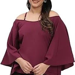 lingra Fashionable Women Off Shoulder Pure Color Elastic Cuff Elegant Top for Autumn Spring.(Loose Top) image 1