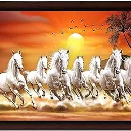 Masstone Seven Horses Vastu Painting | 7 Horse Painting with Frame For Vastu (50X35 CM) | Wall Painting for Decor Home/Office/Living Room | Painting of 7 Horses | Running Horses Painting-picture-16