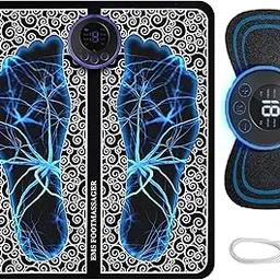 Foot & Body Massager Mat Pain Relief EMS Leg Massage Machine with Mini Body Massager, Rechargeable Portable Automatic with 8 Mode/19 Levels for Men & Women (Foot and Body Massager)-image-15