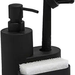 Liquid Pump Dispenser Container Soap Dispenser with Brush and Sponge for Bar Black-picture-44